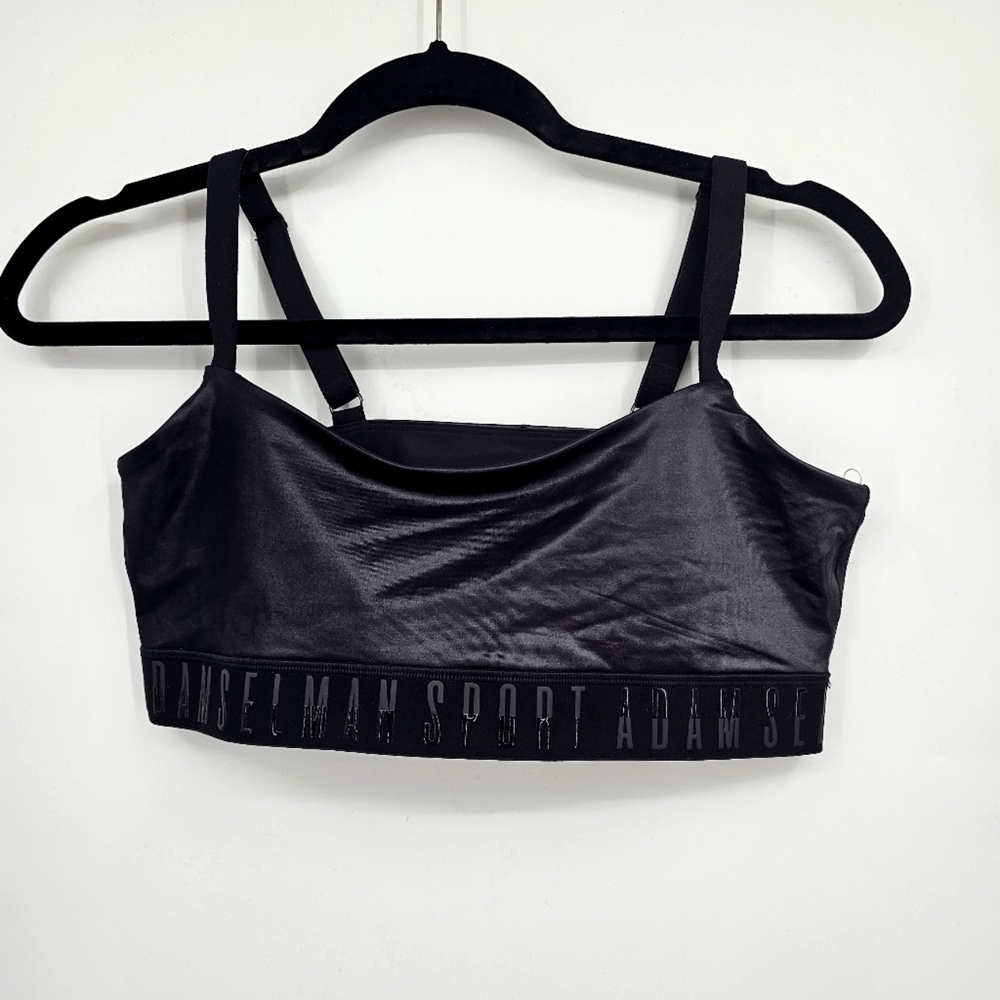 Adam Selman Sport Bra Black Logo‎ Band Lounge Bralette Size L NWOT